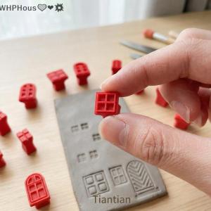 WP💓💛💖 DIY Ceramics Clay Stamp Set 25pcs Pottery Plastic Molds Window Pattern Art Supplies for Kids Adults