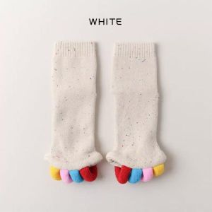 2PCS Women Toe Socks Cotton Colorful Striped Compression Sport Happy 5 Finger Calf Socks Separator