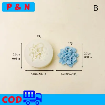 P&N Hoa Cẩm Tú Cầu Silicone khuôn tự làm hương liệu nến thạch cao nhựa đất sét khuôn nhà bếp nướng bánh trang trí hoa khuôn