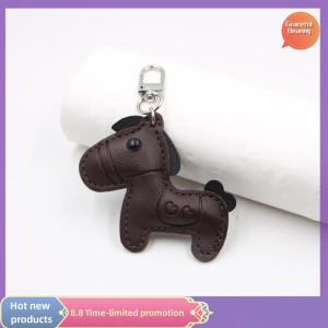 Graceful Cute Fashion Women Mens Cartoon PU Horse Keychain Car Keyring Bag Pendant Charm Leather Animal Keyfob Sister Bestie Friend Gift
