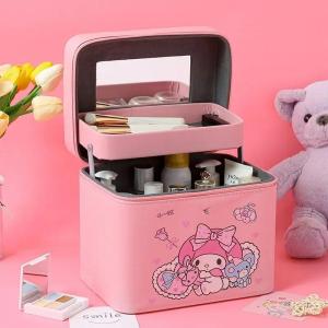 Christmas Gift Halloween Sanrio Kawaii Hello Kitty Cosmetic Case My Melody Kuromi Anime Cartoon Cute Portable Travel Large Capacity Ins Style Storage Box