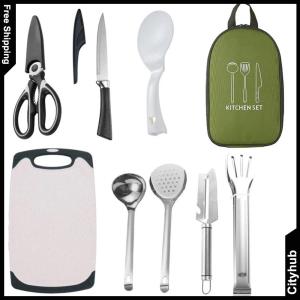 8 Pcs Camping Cooking Set Stainless Steel Camping Kitchen Set Portable Outdoor Camp Cookware Set for Backpacking Outdoor Camping