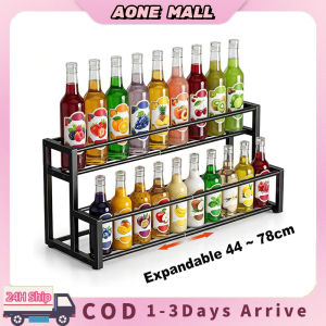 Expandable Coffee Syrup Rack Organizer Heavy Duty Countertop Storage Rack Expandable 8 to 20 Bottles for Coffee Bar Syrup Liquor Salad Dressing Space Saving