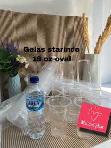 GELAS PLASTIK POP ICE GELAS OZ STARINDO 14OZ DAN 18OZ OVAL 1 DUS 1000 PCS