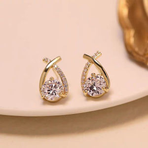 Gold 24k Earrings for Women Original Saudi Nasasangla Pawnable Legit Earrings Womens Round Zircon Opal Jewelry Girlfriend Birthday Gift Earings Hypoallerginic Set Women Stud Earrings Non Tarnish Fashion Not Fade