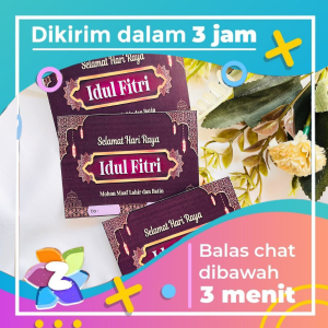 Zennida 12 8-15 Greeting Card Custom Idul Fitri Kartu Ucapan Persegi Selamat Lebaran Label Hampers