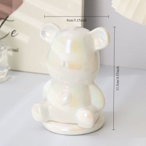 Tempat Tusuk Gigi Keramik Bear / Kotak Tusuk Gigi / Tabung Kapas Kotak Penyimpanan