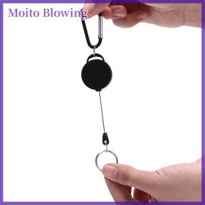 Moito Black Retractable Key Chain Reel Steel Cord Recoil Belt Key Ring Badge Holder