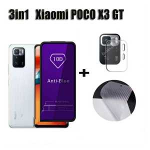 Tempered Glass Blue XIAOMI POCO X3 GT 5G Anti Radiasi/Uv Full Garskin Dan Anti Gores Kamera Belakang