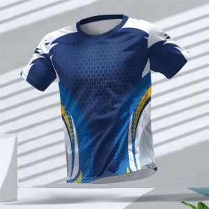 [Local Stock] VCC Geometric Graphic 3D Printed Sports T Shirts Summer Casual Running Table Tennis T-shirts Trendy Streetwear Mens Tees Fashion