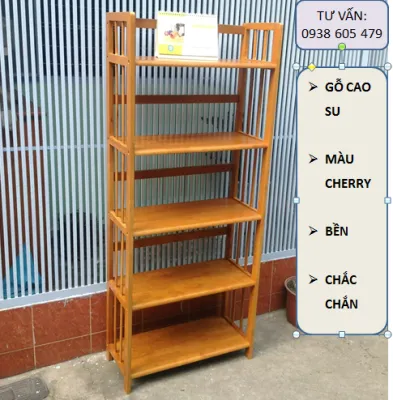 Kệ sách 5 tầng sâu 28 cm ngang 50cm cao 155cm gỗ cao su màu Cherry đã thông qua tẩm sấy chống mối mọt sản phẩm chịu nước tốt hơn nhiều so với gỗ Thông và MDF
