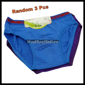 MBS 130/131 Size S - XXL Kids Boy Tight Briefs & Boxer Shorts Underwear (3 Pcs Per Set Random Colors)