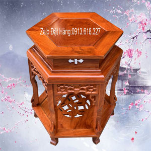 Đôn mặt 40cm kiểu lục giác chiện gỗ hương cao 50607080cm