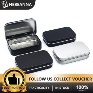 hebeanna กล่องดีบุกขนาดเล็กที่ว่างเปล่าทรงสี่เหลี่ยมผืนผ้าโลหะกล่องใส่ลูกกวาดแบบกดภาชนะบรรจุแบบมีบานพับกล่องเก็บของขนาดเล็ก