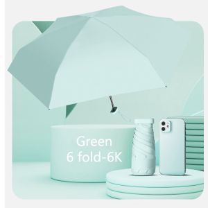 LORDWEY Mini Sun Umbrella Pocket Rain Umbrellas Anti UV 6-Folding Parasol Portable Lightweight Women Men Sunshade Umbrella for Travel