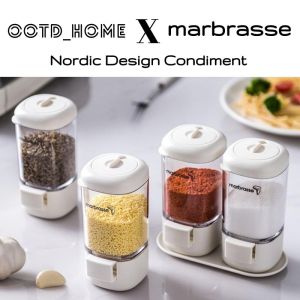 OOTD HOME X Marbrasse Seasoning Bottle Spice Salt Sauce Glass Dispenser 3 Type Function Condiment Container