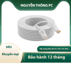 Dây mạng Cat6 bấm sẵn 2 đầu 10m 15m 20m 30m 50m 80m 100m màu trắng tốc độ cao 1000mbps