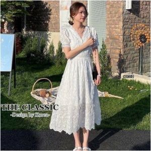 P17935 เดรสลูกไม้คอวีแขนตุ๊กตา