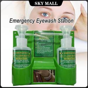 Wall-mounted Emergency Eyewash Station Portable Eye Wash Kit Plastic Double-Bottle(empty Bottle No Liquid)