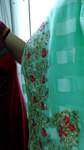 Georgette Saree with embroidery & Stone work 7 colors