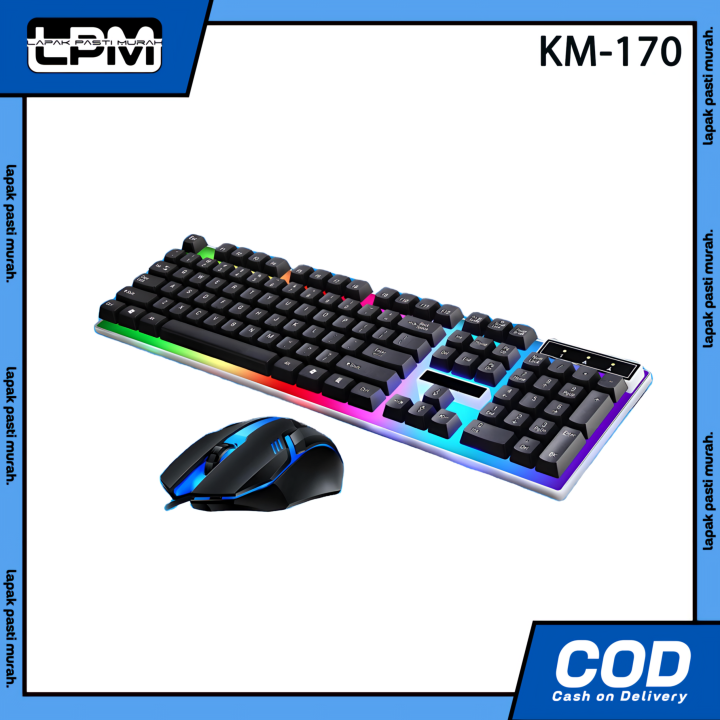 LPM 1 SET Keyboard Mouse Gaming LED JERTECH STAR KM170 Keyboard
