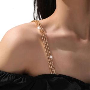 โซ่ไหล่เสื้อชั้นในสตรีประดับพลอยเทียมไข่มุกอุปกรณ์เสริมชุดชั้นในปรับสายคล้องไหล่ชุดชั้นในมองไม่เห็น