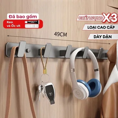Móc treo quần áo đa năng dán tường chất liệu nhôm hàng không chống gỉ Chịu lực lên tới 50kg tặng kèm keo dán.