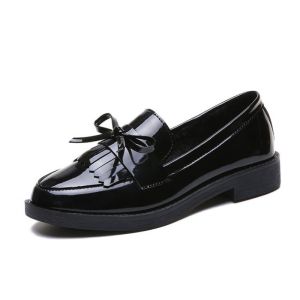 Size 35-42 Women Fashion Thick Soled Shoes College Style Glossy Leather Shoes British Style Loafers