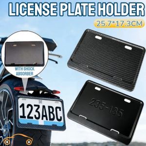 Motorcycle Universal License Plate Holder Aluminium Alloy Carbon Pattern License Plate Protector