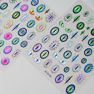 ZEEMIN  5D Evils Eye Embossed Nail Stickers Punk Gothic Style Y2K Dragon Eye Snake Cross Nail Sticker Rhinestone Nail Art Decal DIY Dec