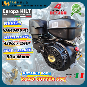 Europa HILT VANGUARD 420 4-Stroke Heavy Duty Gasoline Petrol Engine 15HP 25.4mm Shaft Mesin Pump Engine