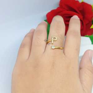 Bayar di Tempat TITANIUM Cincin Huruf A-Z Full mata Anti karat Anti luntur