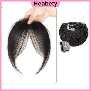 Heabety Middle Part Fake Bangs Fringe Synthetic Topper Hairpiece Clip-In Bang Extension Natural Invisible Clourse Hairpiece Women