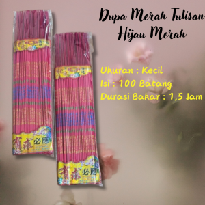MJ Hio Sembahyang Merah Tulisan Merah Hijau Koin 2 Jam / Dupa Youqiubiying Durasi 1 Jam 30 Menit