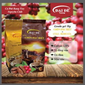 Combo 2 gói 1kg cà phê ĐẠI DẾ hương chồn và culi robusta