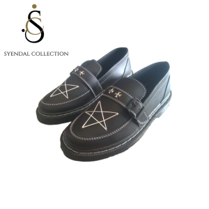 sepatu pria wanita loafer pantople kerja gesper bintang starmoon kulit pu