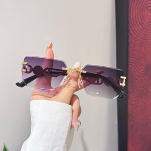 Rimless Sunglasses For Women Men Luxury Design Vintage UV 400 Protection Sun Glasses Fashion Shades For Women Travel Outdoor Beach