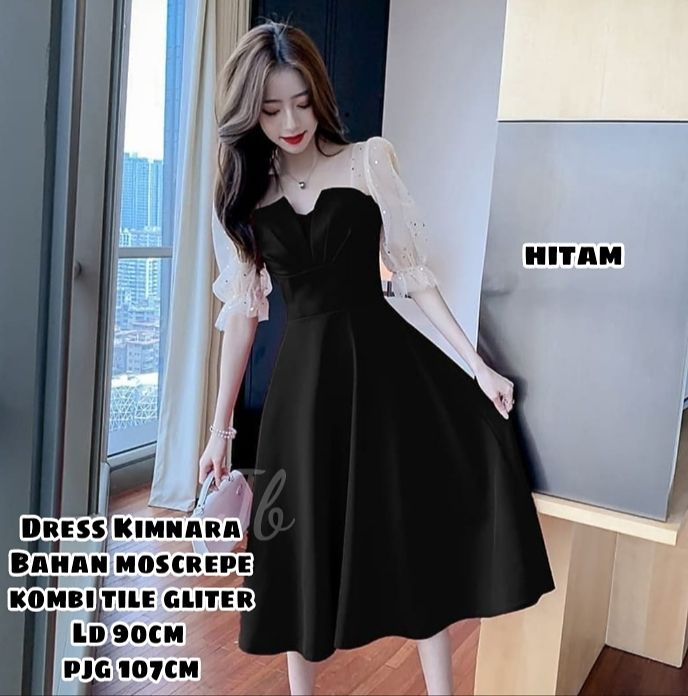 DELIV FASHION dres kimnara vl baju dres dress cewek dress wanita gaun pesta midi dress Gaun Pesta Bahan Moscrepe Dress Cewek V Neck Short Sleeve Lazada Lazada Indonesia