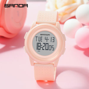SANDA ยี่ห้อ9มม.นาฬิกาสําหรับผู้ชาย Luxury แอลอีดีไฟฟ้านาฬิกาดิจิตอลสําหรับนาฬิกาผู้หญิงนาฬิกาข้อมือผู้ชาย