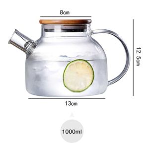 Teko Teh Kaca Bening Tahan Panas / Teko Pitcher Teh Chinese Teapot Maker Glass 1L BR-384
