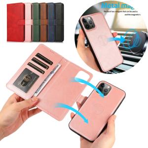 2 in 1 Magnetic Flip Leather Wallet Case for iPhone 16 Pro Max 14 15 Plus 13 12 11 17 Air SE 2022 Card Slot Detachable Cover