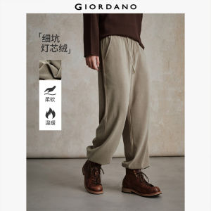 Giordano Men Corduroy Drawstring Elastic Waist Knit Tapered Pants Free Shipping 18115703