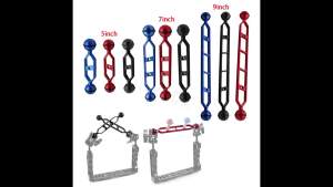 5 7 9 11 Inch Double Ball Joint Adapter Extension Bracket 1" for GoPro Underwater Butterfly Clip Mount Underwater Diving Light Torch