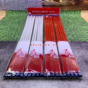 (1 PAK ISI 20 PCS) BENDERA GAGANG MERAH PUTIH PLASTIK + PELUIT 17 AGUSTUS HUT RI / BENDERA TANGKAI