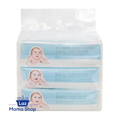 Cloversoft Unbleached Bamboo Organic Pure Water Baby Wipes 3 x 70 Sheets (Laz Mama Shop)