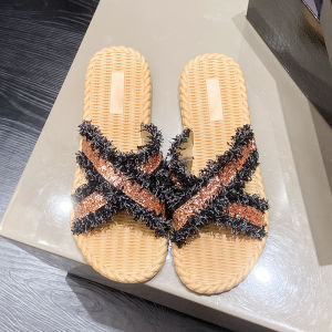 Free Shipping WomenS Outdoor Slippers For Summer Featuring A Soft Sole A Trendy One-Strap Design And Sparkling Sequin And Tassel Embellishments.These Lightweight Beach Sandals Are Perfect For Wearing Outside
