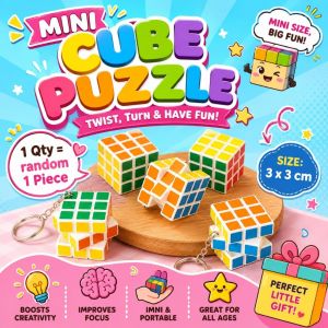 ✨💖 Mini Cube Puzzle KeyChain l Children Day Gift Key Chain l Brain Teaser Travel Toys Kids Graduation Gift Stress Relief PSLE Kids Birthday Party Goodie Bag Color Cube Puzzle Turning Cubes