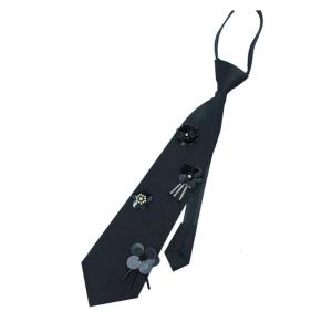 Sinh viên phụ nữ có thể điều chỉnh dây kéo Pre tied Đen Cà Vạt Hoa kim sa tôn tạo thanh lịch cà vạt khăn choàng cổ