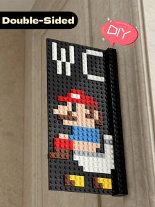 NEENCE DIY Mario Toilet Sign Building Block House Number Toilet Sign Indicator Sign Mario Creative DIY Assembly Build Block Door Number Toilet Signage Indicator Mario Creative DIY Assembly