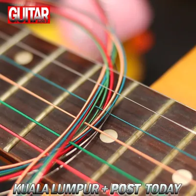 a Set of 6 Rainbow strings Colorful Acoustic Guitar Strings Musical Instruments Replacement Steel Chord Wire